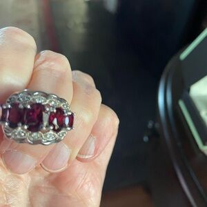 Elegant Five Stone Rhodolite Garnet Ring